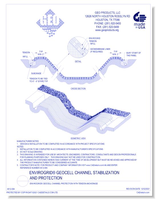 EnviroGrid® Geocell Channel Protection with Tendon Anchorage