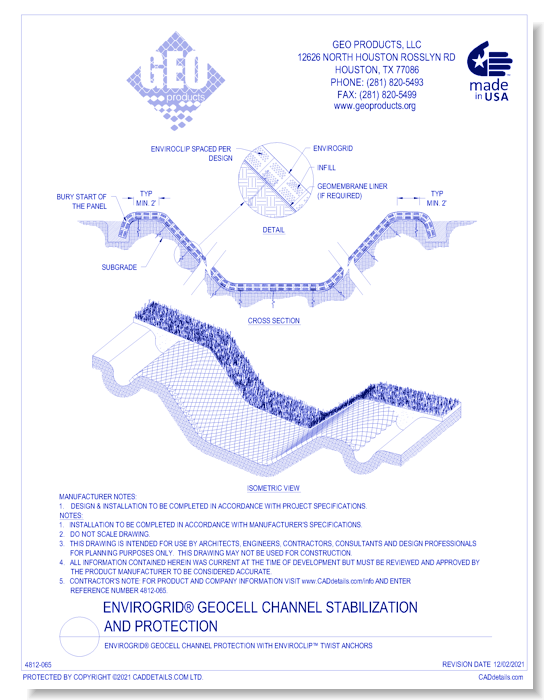 EnviroGrid® Geocell Channel Protection with EnviroClip™ Twist Anchors