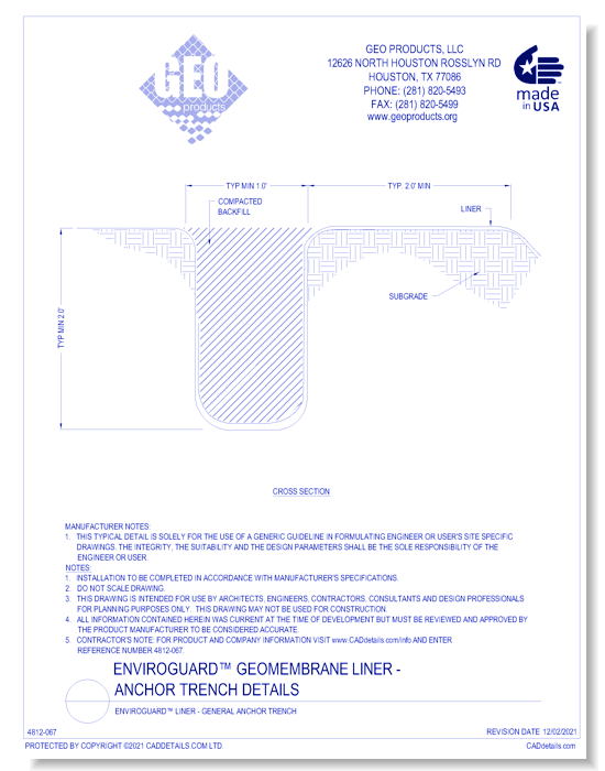 EnviroGuard™ Liner - General Anchor Trench 
