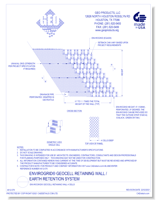 EnviroGrid® Geocell Retaining Wall 4 Cells