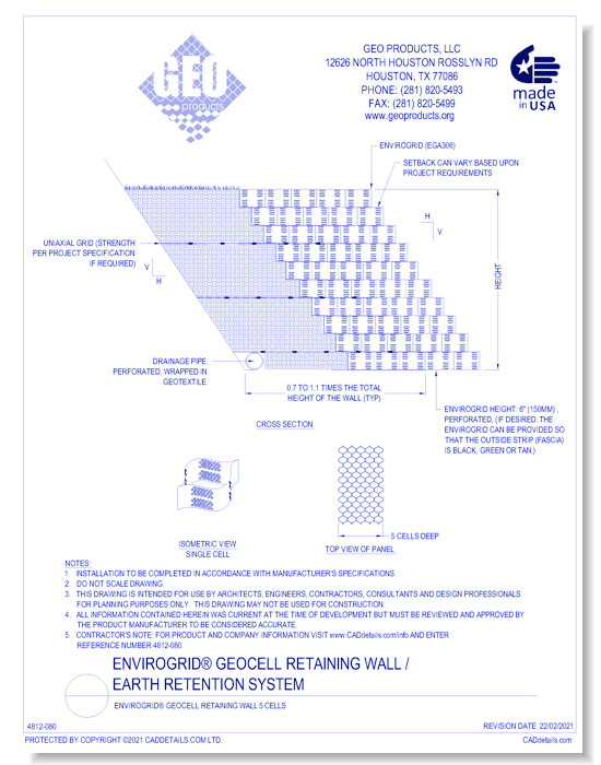 EnviroGrid® Geocell Retaining Wall 5 Cells