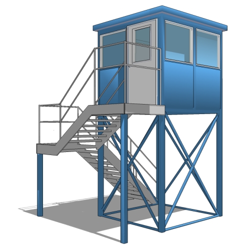 Model SEC-015: Elevated Booth - Plan View, Anchor Bolt Layout, Section, Legend