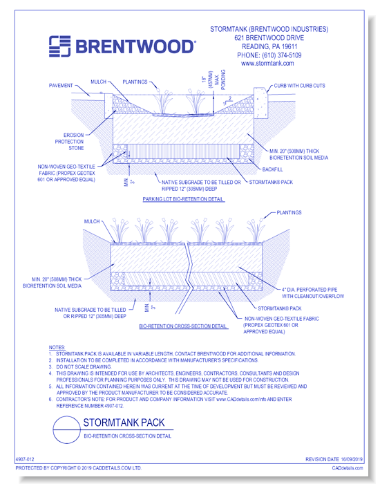 StormTank Pack: Bio-Retention Cross-Section Detail