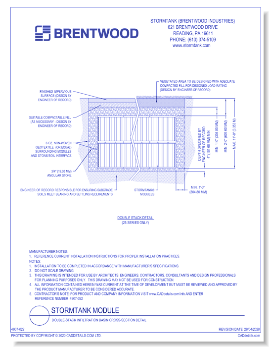 StormTank Module: Double-Stack Infiltration Basin Cross-Section Detail