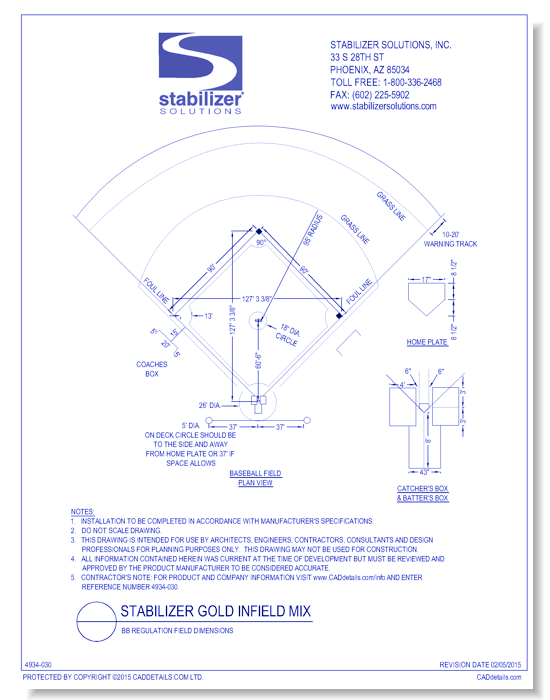 Stabilizer Gold Infield Mix:  BB Regulation Field Dimensions