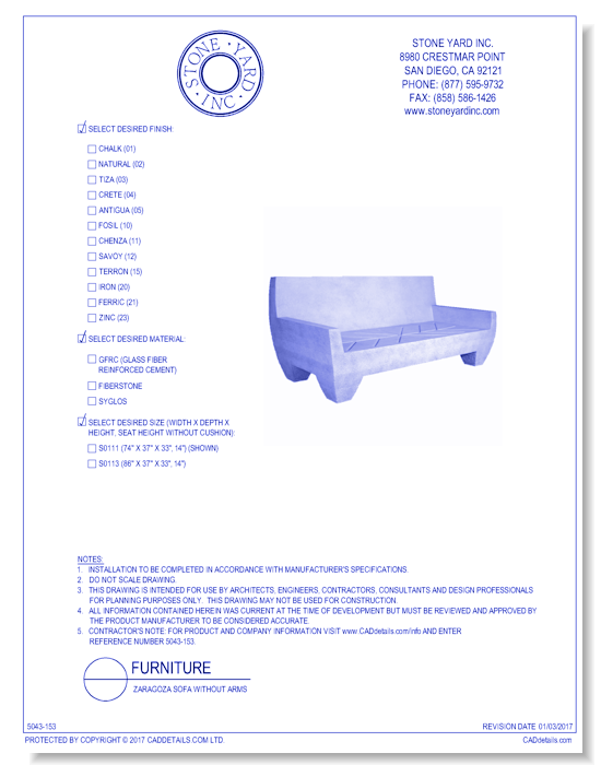 Zaragoza Sofa Without Arms