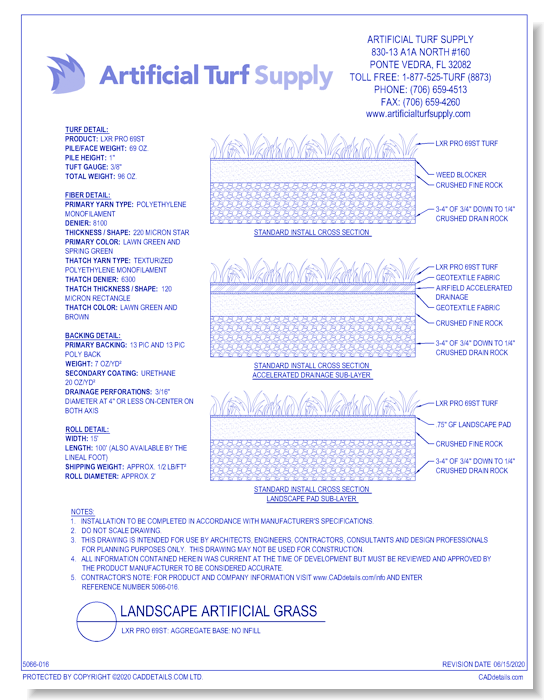 Landscape: LXR Pro 69st - Aggregate Base - No Infill