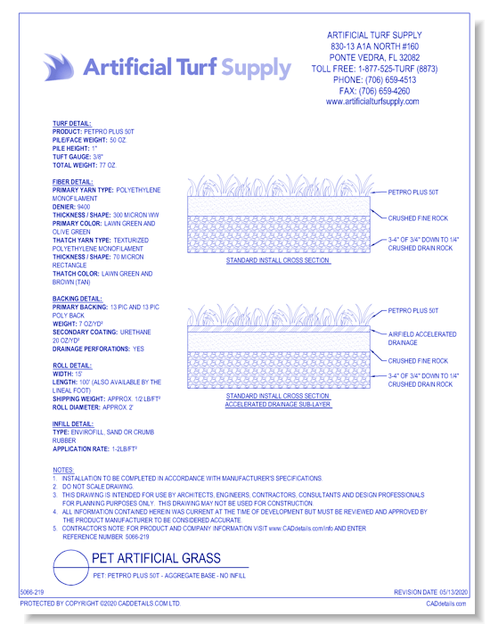 Pet: PetPRO Plus 50t - Aggregate Base - No Infill