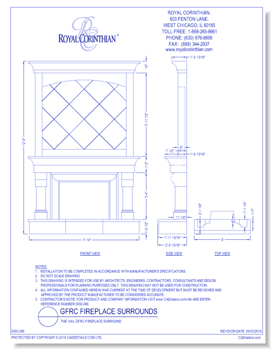 The Vail GFRC Fireplace Surround