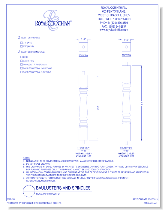 Royal Porch Baluster