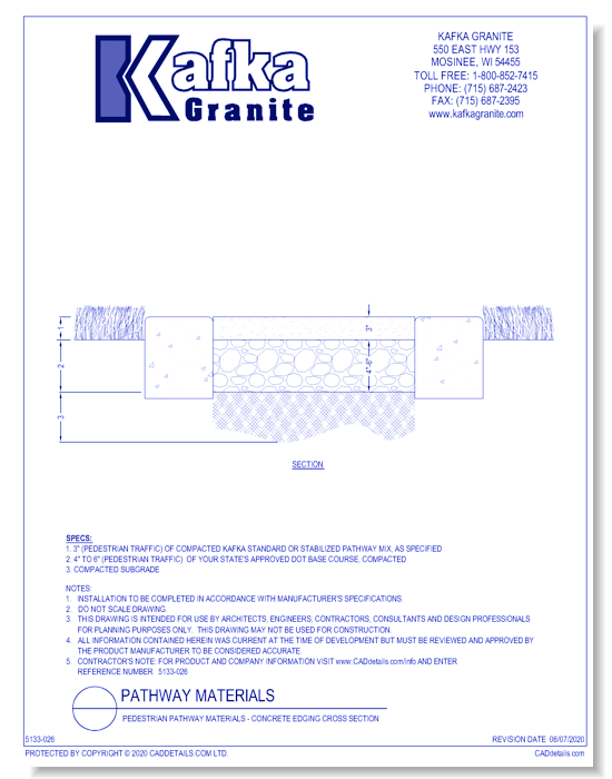 Pedestrian Pathway Materials - Concrete Edging Cross Section