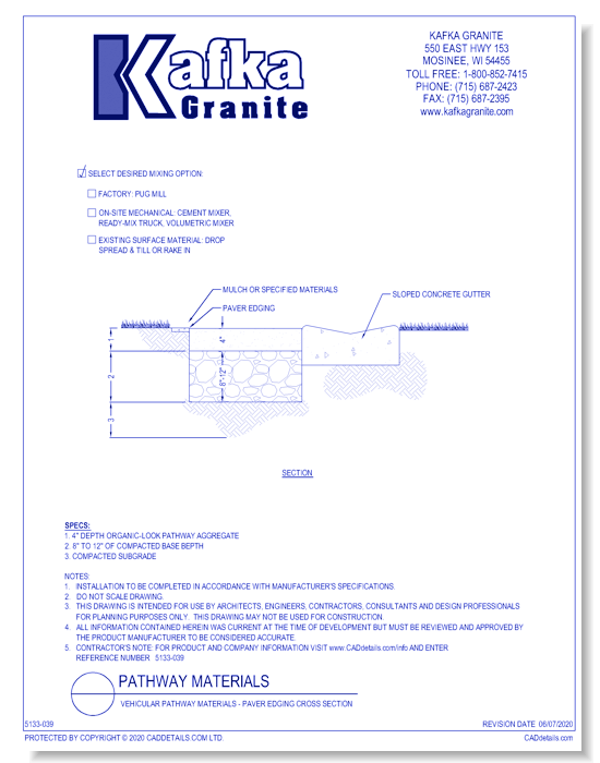 Vehicular Pathway Materials - Paver Edging Cross Section