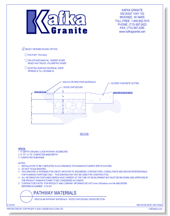 Vehicular Pathway Materials - Wood Chip Edging Cross Section