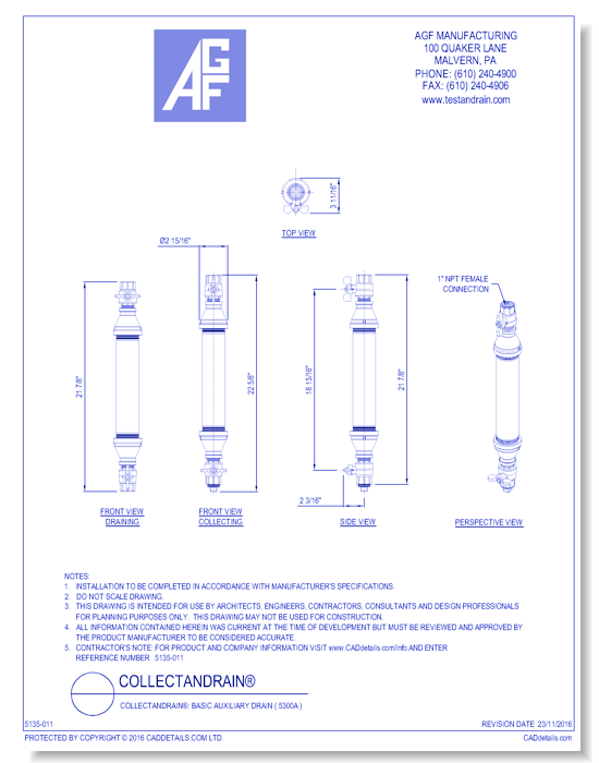 COLLECTanDRAIN®: Basic Auxiliary Drain ( 5300A )