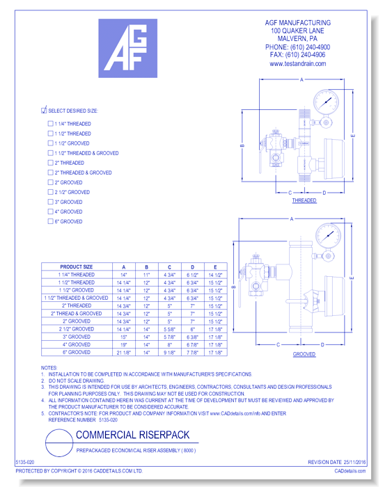 Prepackaged Economical Riser Assembly ( 8000 )