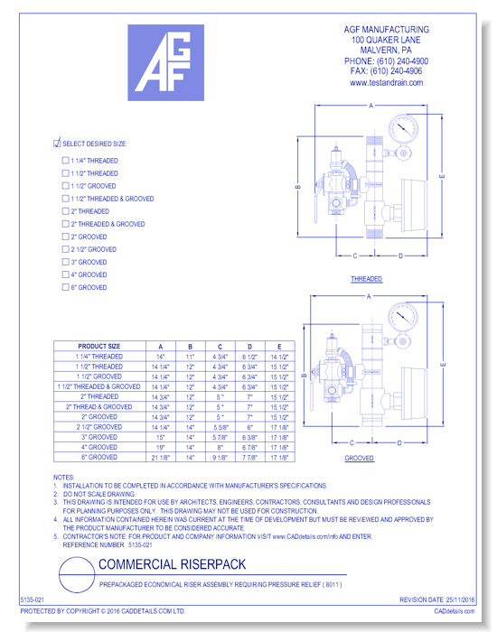 Prepackaged Economical Riser Assembly Requiring Pressure Relief ( 8011 )