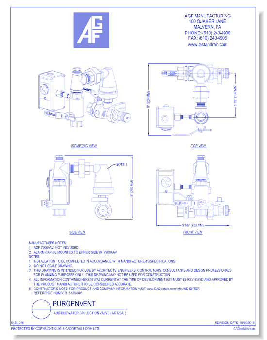 Audible Water Collection Valve ( M7920AI )