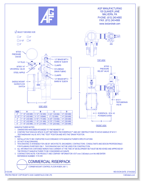 Corner Mount Control Floor Riser ( 8611 )