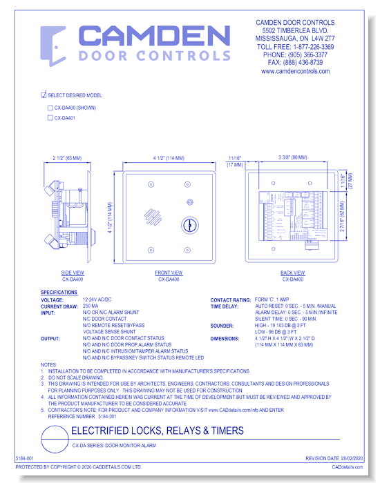 CX-DA Series: Door Monitor Alarm