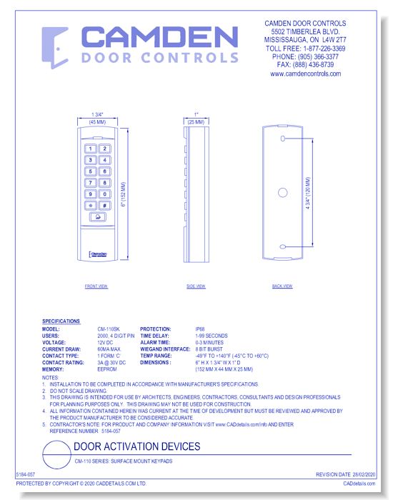 CM-110 Series: Surface Mount Keypads