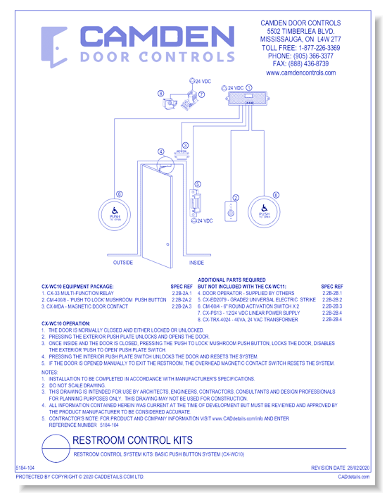 CX-WC10 Basic System: Barrier Free Restroom Control Kits