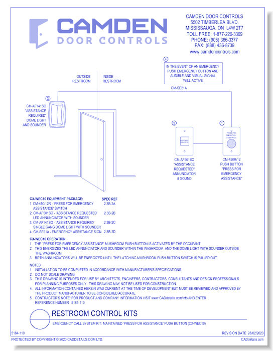 CX-WEC10 Single Gang Emergency Call Kit