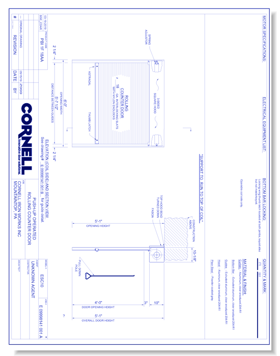 Counter Door - Between Jamb - Push Up - Right Hand (Part A)