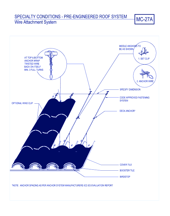 Specialty Conditions - Pre-Engineered Roof System - Wire Attachment System ( MC-27a )