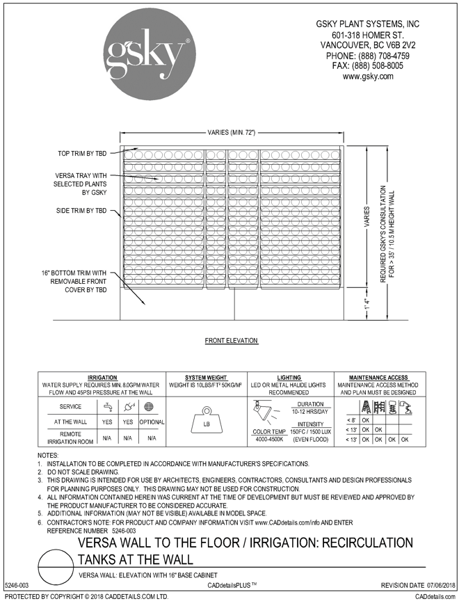 Versa Wall: Elevation With 16" Base Cabinet