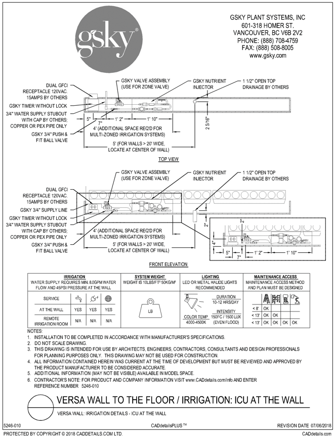 Versa Wall: Irrigation Details - ICU At The Wall