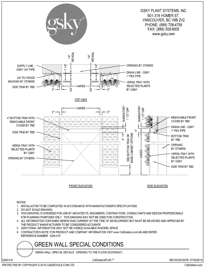 Versa Wall: Special Details - Opening To The Floor (Doorway)