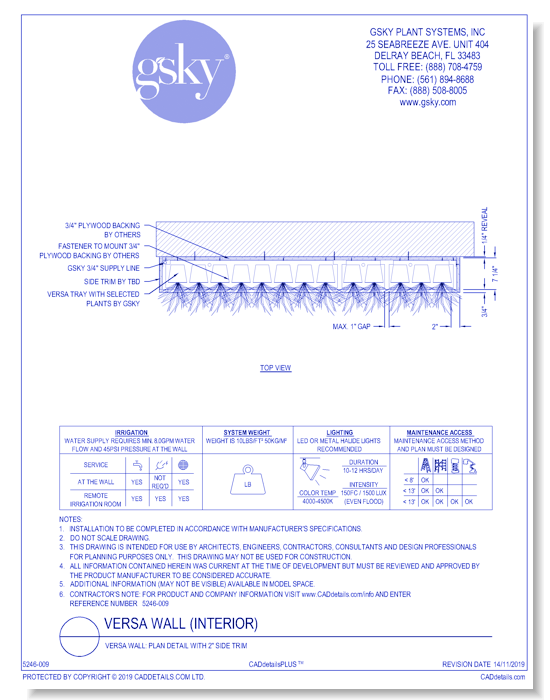 Versa Wall: Plan Detail With 2" Side Trim