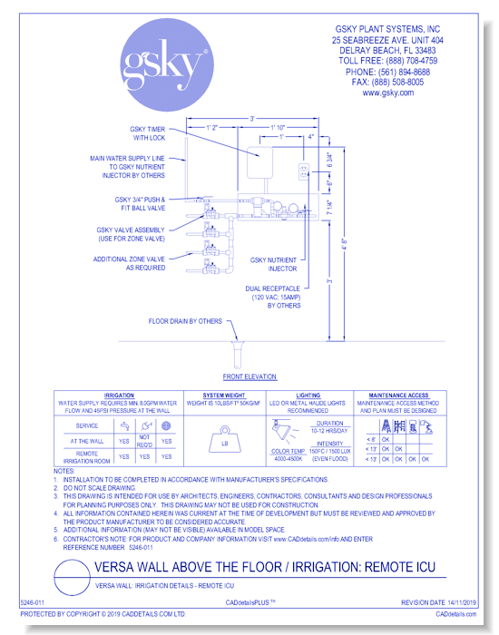 Versa Wall: Irrigation Details - Remote ICU