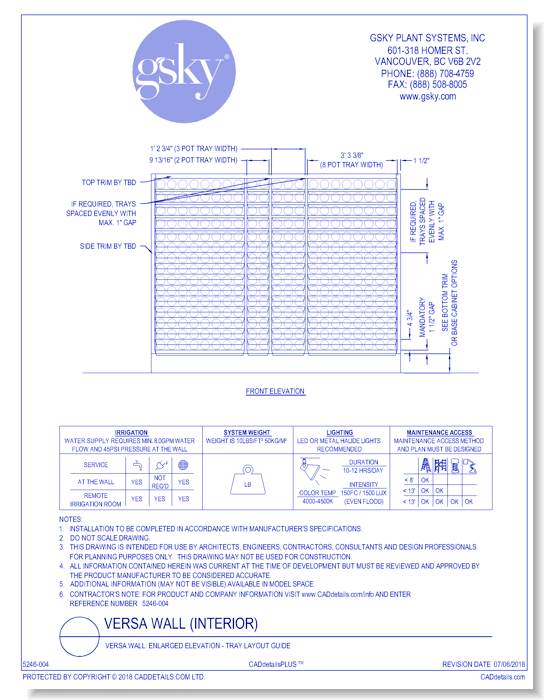 Versa Wall: Enlarged Elevation - Tray Layout Guide