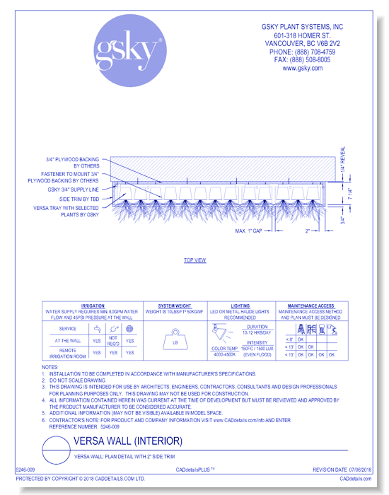 Versa Wall: Plan Detail With 2" Side Trim