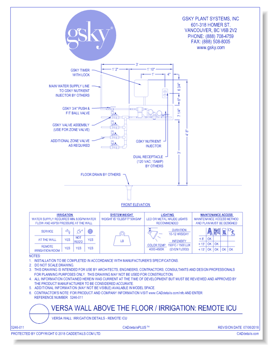 Versa Wall: Irrigation Details - Remote ICU