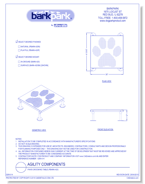 Paws Grooming Table (PBARK-420)