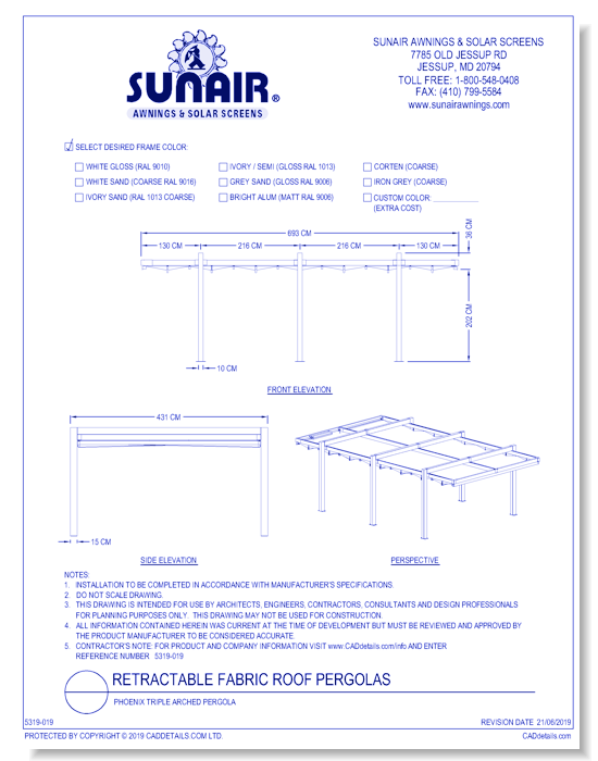 Phoenix Triple Arched Pergola 