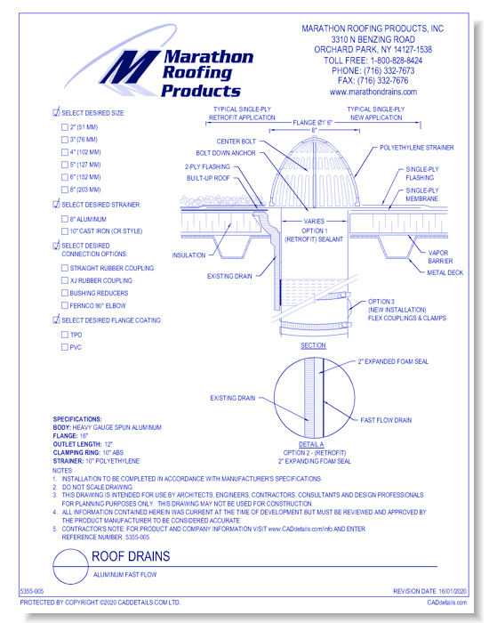 Roof Drains: Aluminum Fast Flow
