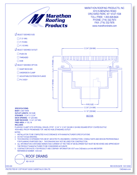 Roof Drains: RD-100 CP
