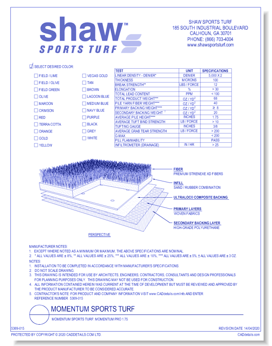 Momentum Sports Turf: Momentum PRO 1.75