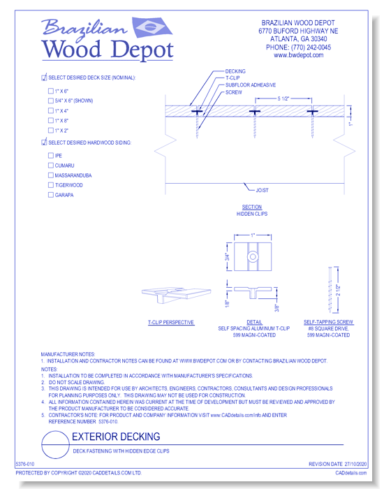 Exterior Decking: Deck Fastening with Hidden Edge Clip