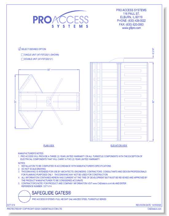 Full Height Galvanized Steel Turnstile Series
