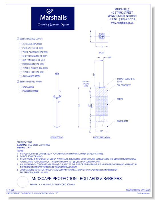Rhino RT R14 Heavy Duty Telescopic Bollard