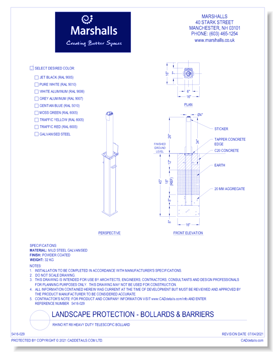 Rhino RT R8 Heavy Duty Telescopic Bollard