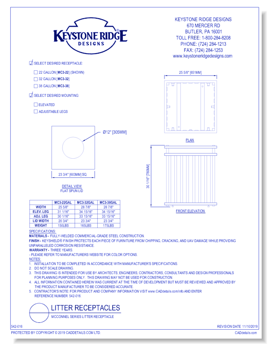 McConnell Series Litter Receptacle