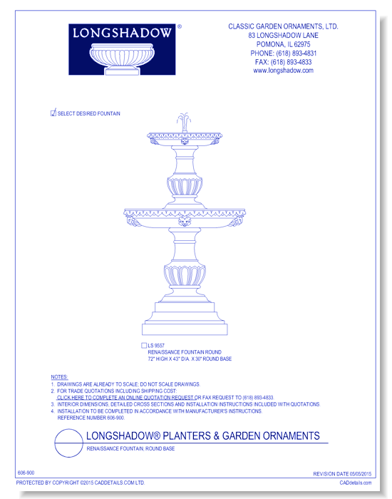 Renaissance Fountain, Round Base