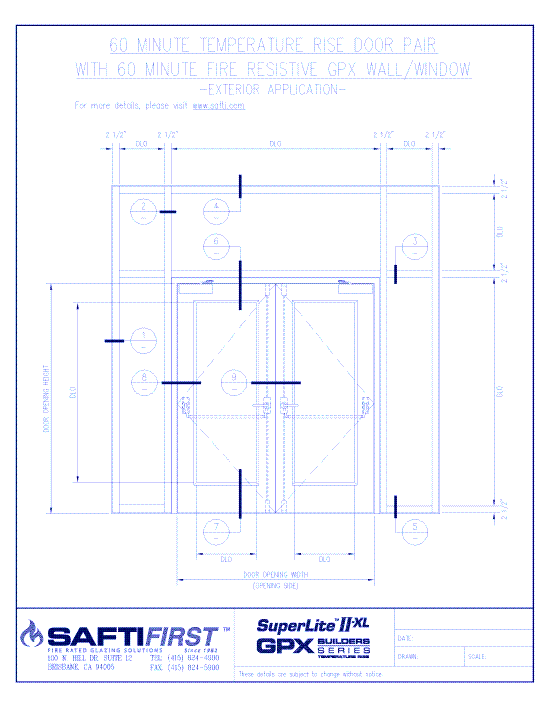 GPX Builders Series: 60 Minute Temperature Rise Door Pair with 60 Minute Fire Resistive Wall – Exterior