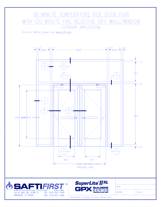 GPX Builders Series: 90 Minute Temperature Rise Door Pair with 120 Minute Fire Resistive Wall – Exterior
