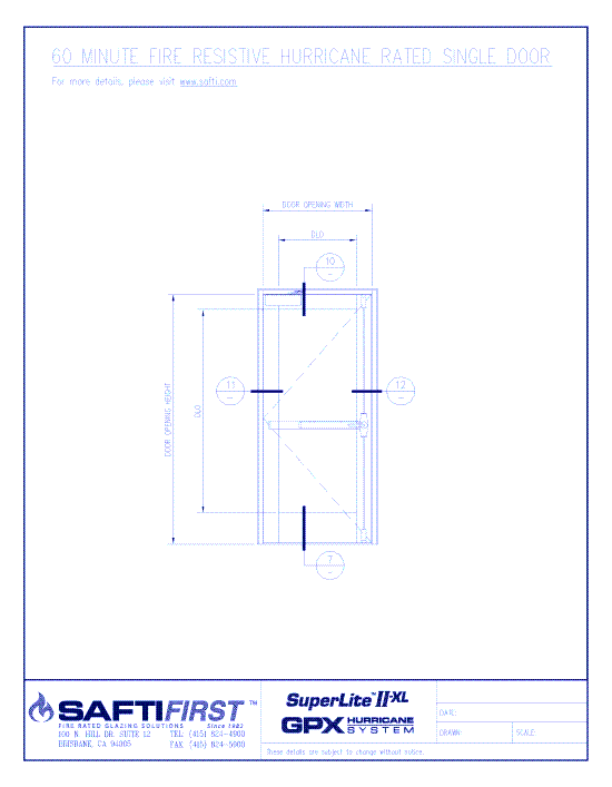 GPX Hurricane: 60 Minute Fire Resistive Hurricane Rated Single Door
